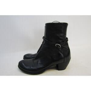 Officine Creative Womens Size 39.5 EUR Black Leather Buckle Ankle Boots Bootie